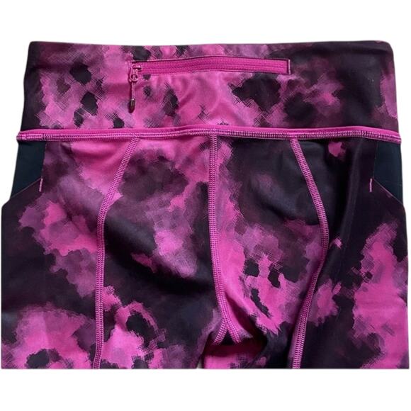 Lululemon Pace Rival Crop Full-On Luxtreme Blooming Pixie Black / Raspberry Sz 4 - Picture 5 of 9